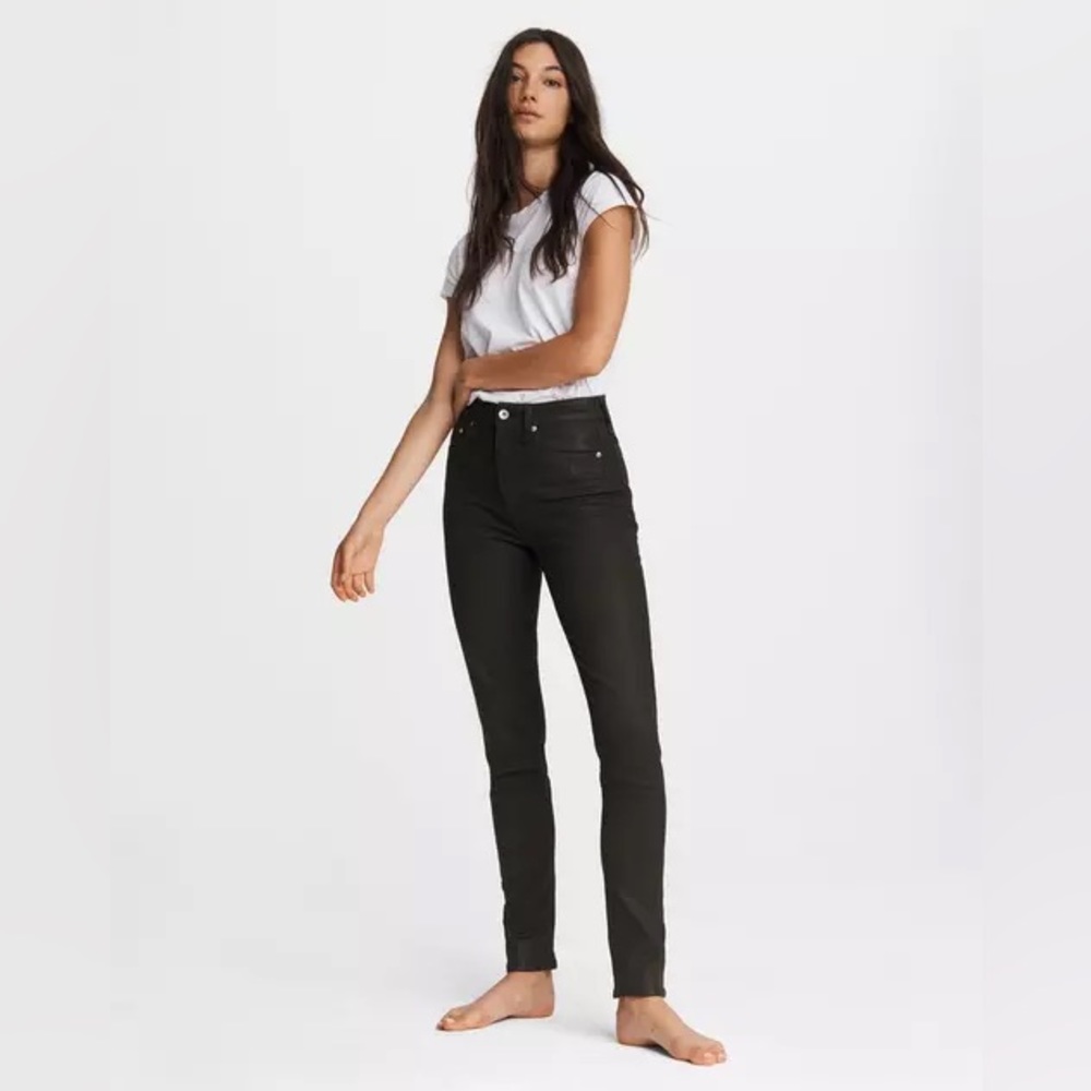 Rag and Bone High Rise Nina Coated Black Jean